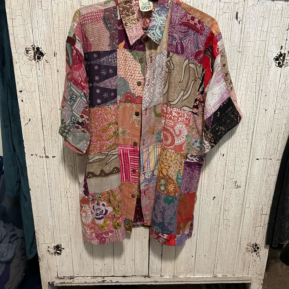 Jaded Gypsy Button Down patchwork Shirt
